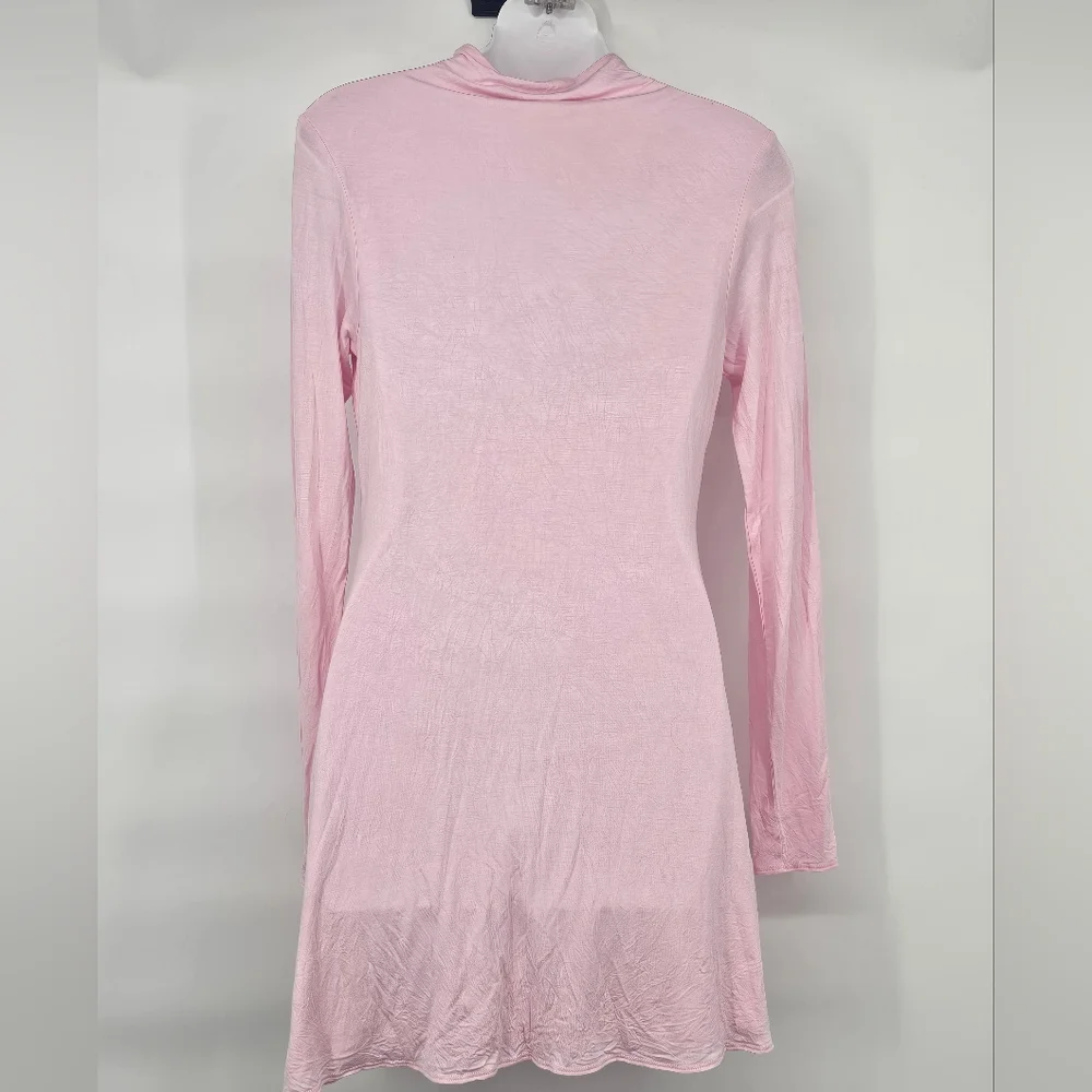naked wardrobe Baby Pink Long Sleeve Swing Dress